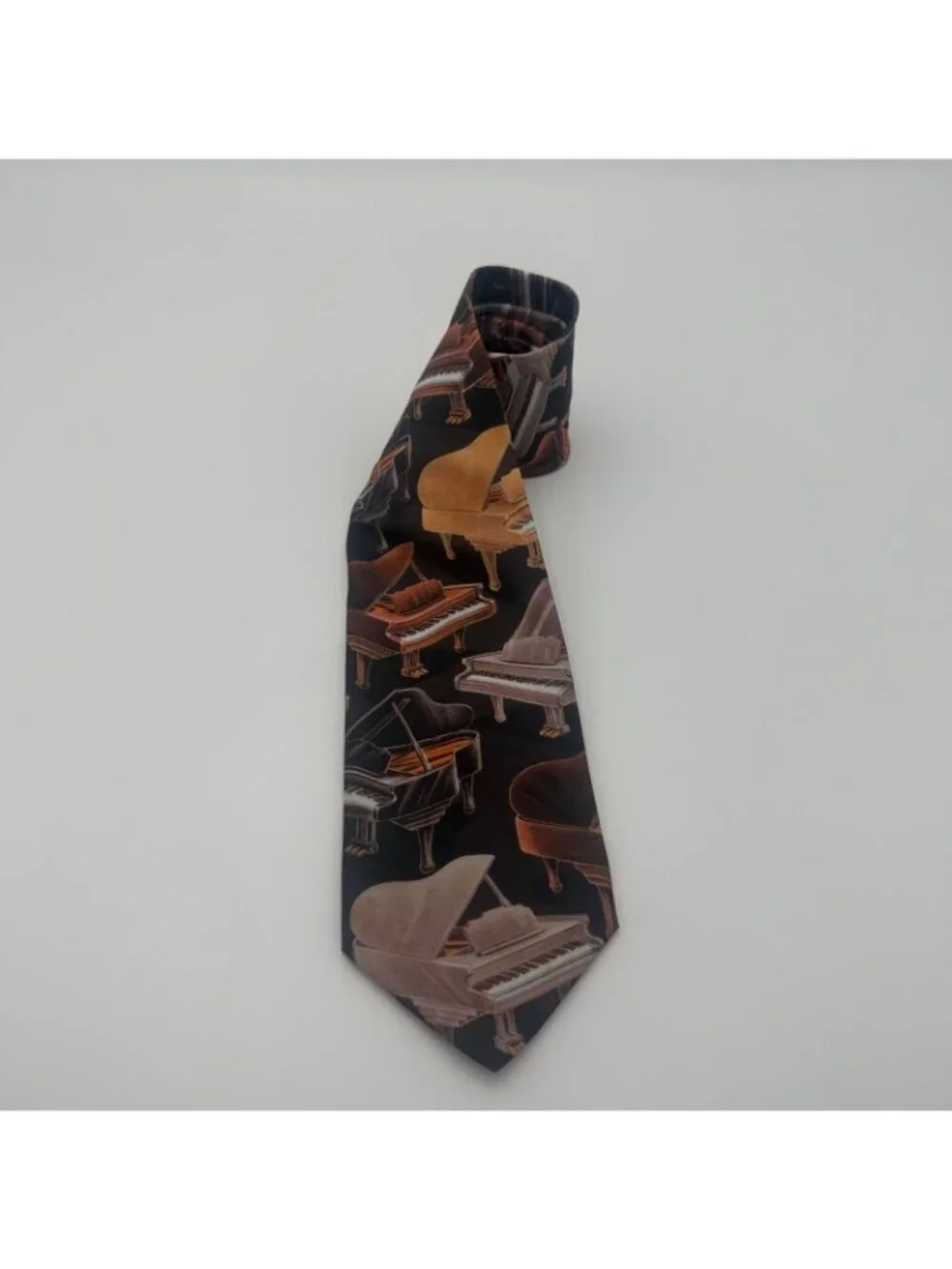D’ern Crazy Piano Grand Piano Necktie Black Brown Musical Instrument Novelty Tie